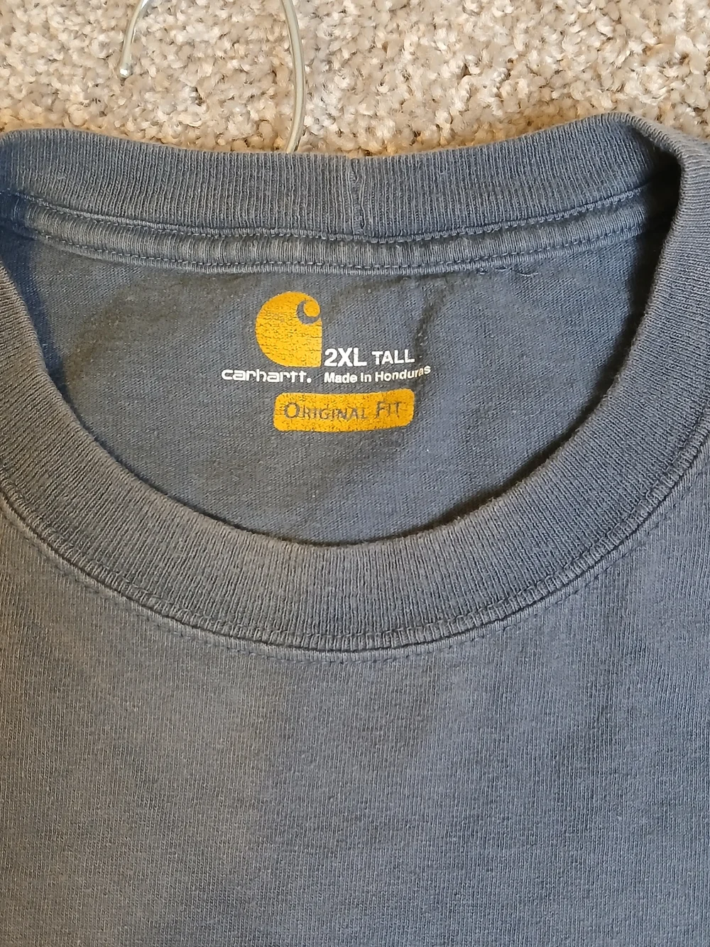 Carhartt 2XL Tall Men's Gray Original Fit Pocket T-Shirt 100% Cotton Tall Fit
